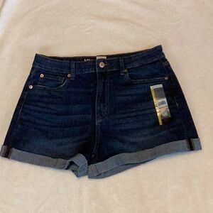 Cuffed Super High Rise Denim Shorts ~Size 13 NWT ~ NoBo Curvy Mom Dark Wash